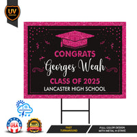 Personalized Graduation Yard Sign 2025 - Coroplast Grad Sign, Class of 2025 Sign, Custom Graduation 2025 Yard Sign with Metal H-Stake