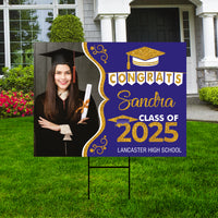 Personalized Graduation Yard Sign 2025 with Photo, 2025 Senior Grad Sign, Class of 2025, Custom Graduation 2025 Yard Sign with Metal H-Stake