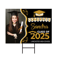 Personalized Graduation Yard Sign 2025 with Photo, 2025 Senior Grad Sign, Class of 2025, Custom Graduation 2025 Yard Sign with Metal H-Stake