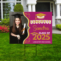 Personalized Graduation Yard Sign 2025 with Photo, 2025 Senior Grad Sign, Class of 2025, Custom Graduation 2025 Yard Sign with Metal H-Stake