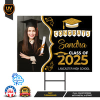 Personalized Graduation Yard Sign 2025 with Photo, 2025 Senior Grad Sign, Class of 2025, Custom Graduation 2025 Yard Sign with Metal H-Stake