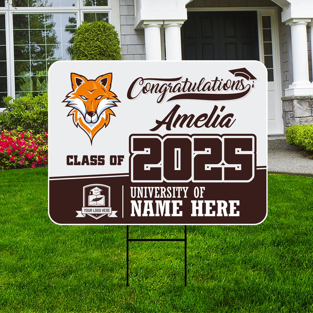 Personalized Graduation Yard Sign 2025 - Coroplast Grad Sign Class of 2025 Graduate Sign Custom Graduation 2025 Yard Sign with Metal H-Stake