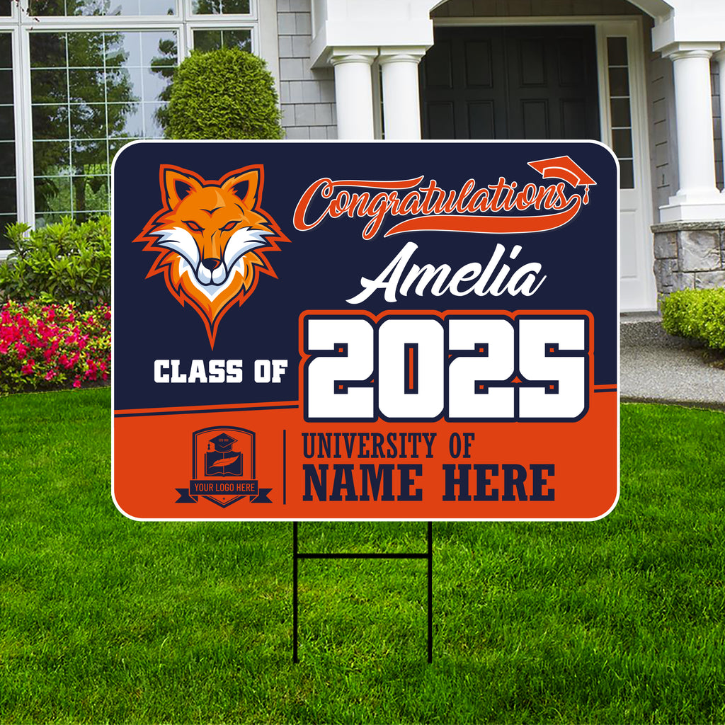 Personalized Graduation Yard Sign 2025 - Coroplast Grad Sign Class of 2025 Graduate Sign Custom Graduation 2025 Yard Sign with Metal H-Stake