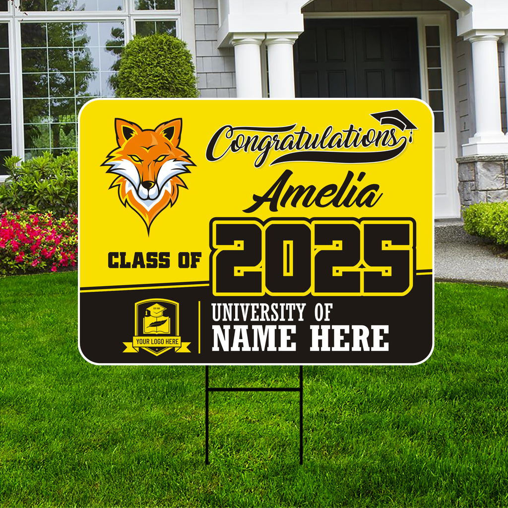 Personalized Graduation Yard Sign 2025 - Coroplast Grad Sign Class of 2025 Graduate Sign Custom Graduation 2025 Yard Sign with Metal H-Stake