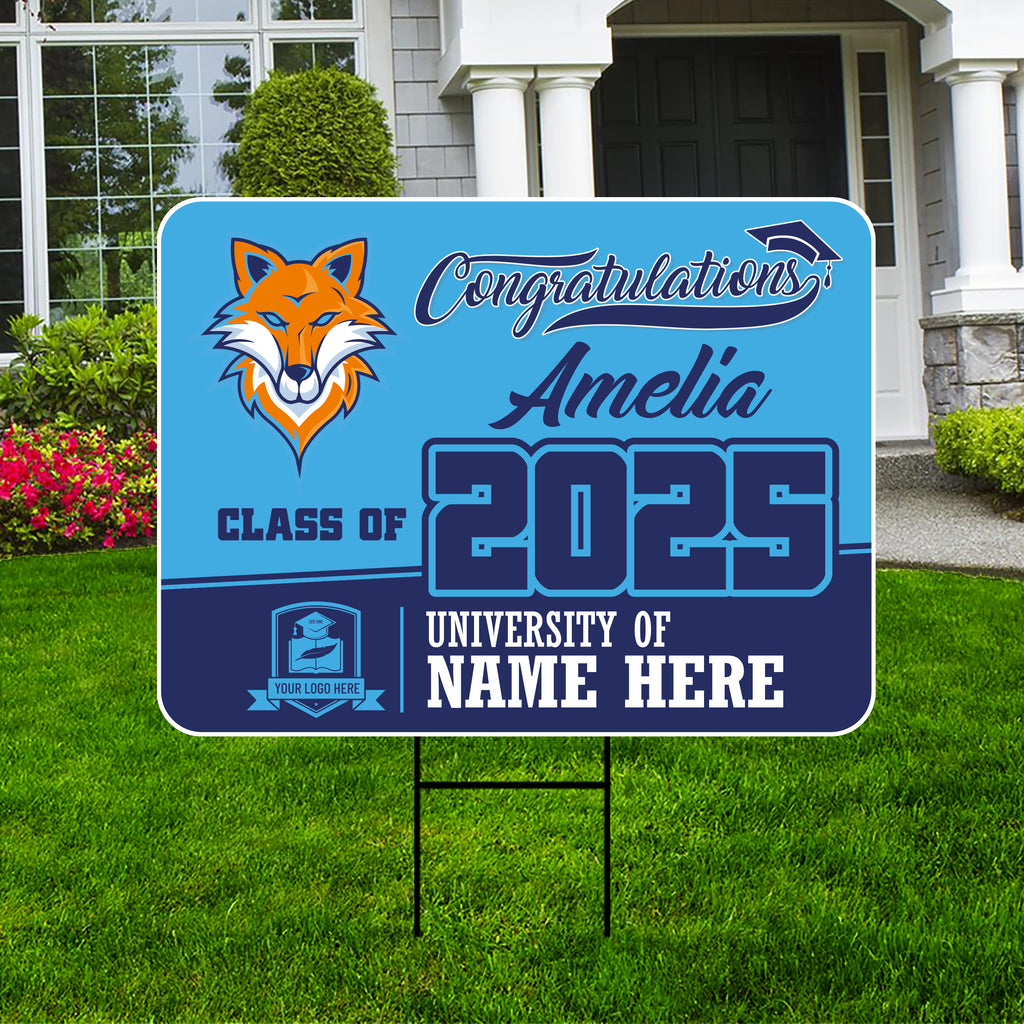 Personalized Graduation Yard Sign 2025 - Coroplast Grad Sign Class of 2025 Graduate Sign Custom Graduation 2025 Yard Sign with Metal H-Stake