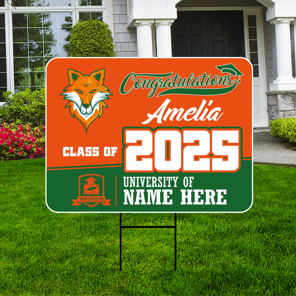 Personalized Graduation Yard Sign 2025 - Coroplast Grad Sign Class of 2025 Graduate Sign Custom Graduation 2025 Yard Sign with Metal H-Stake