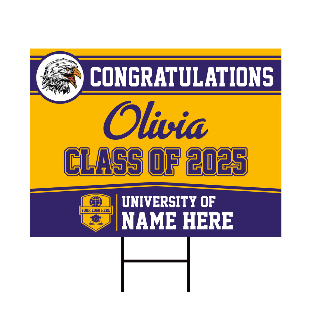 Personalized Graduation Yard Sign 2025 - Coroplast Grad Sign Class of 2025 Graduate Sign Custom Graduation 2025 Yard Sign with Metal H-Stake