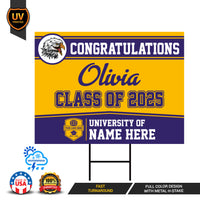 Personalized Graduation Yard Sign 2025 - Coroplast Grad Sign Class of 2025 Graduate Sign Custom Graduation 2025 Yard Sign with Metal H-Stake