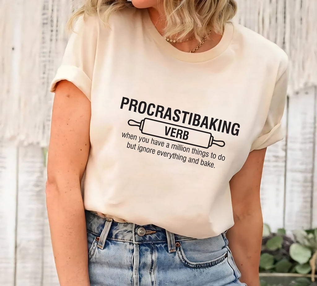 Procrastibaking Short Sleeve T-Shirt, Funny Baking T-Shirt