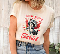 Sorry Cupid I've Been Feral Short Sleeve T-Shirt, Raccoon Valentine Shirt