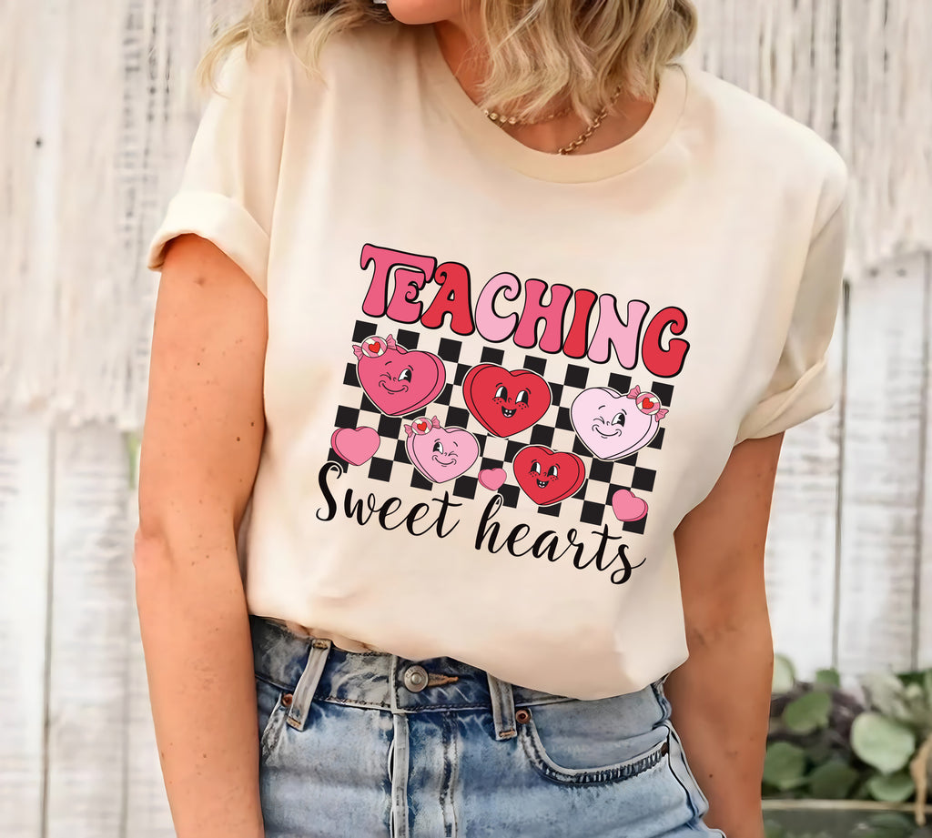 Teaching Sweethearts Teacher Short Sleeve T-Shirt, Valentine Gifts Shirt