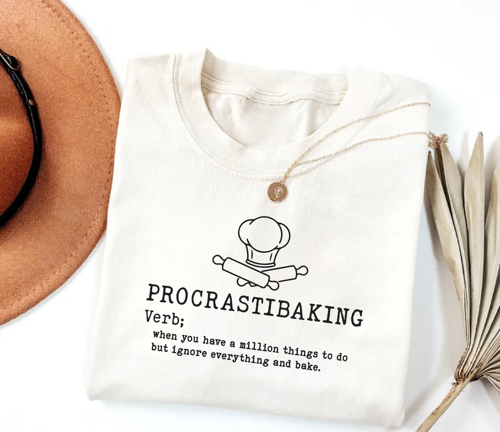 Procrastibaking Short Sleeve T-Shirt, Funny Baking T-Shirt