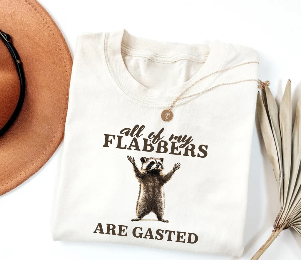 All of My Flabbers Are Gasted Short Sleeve T-Shirt, Funny Raccoon Shirt