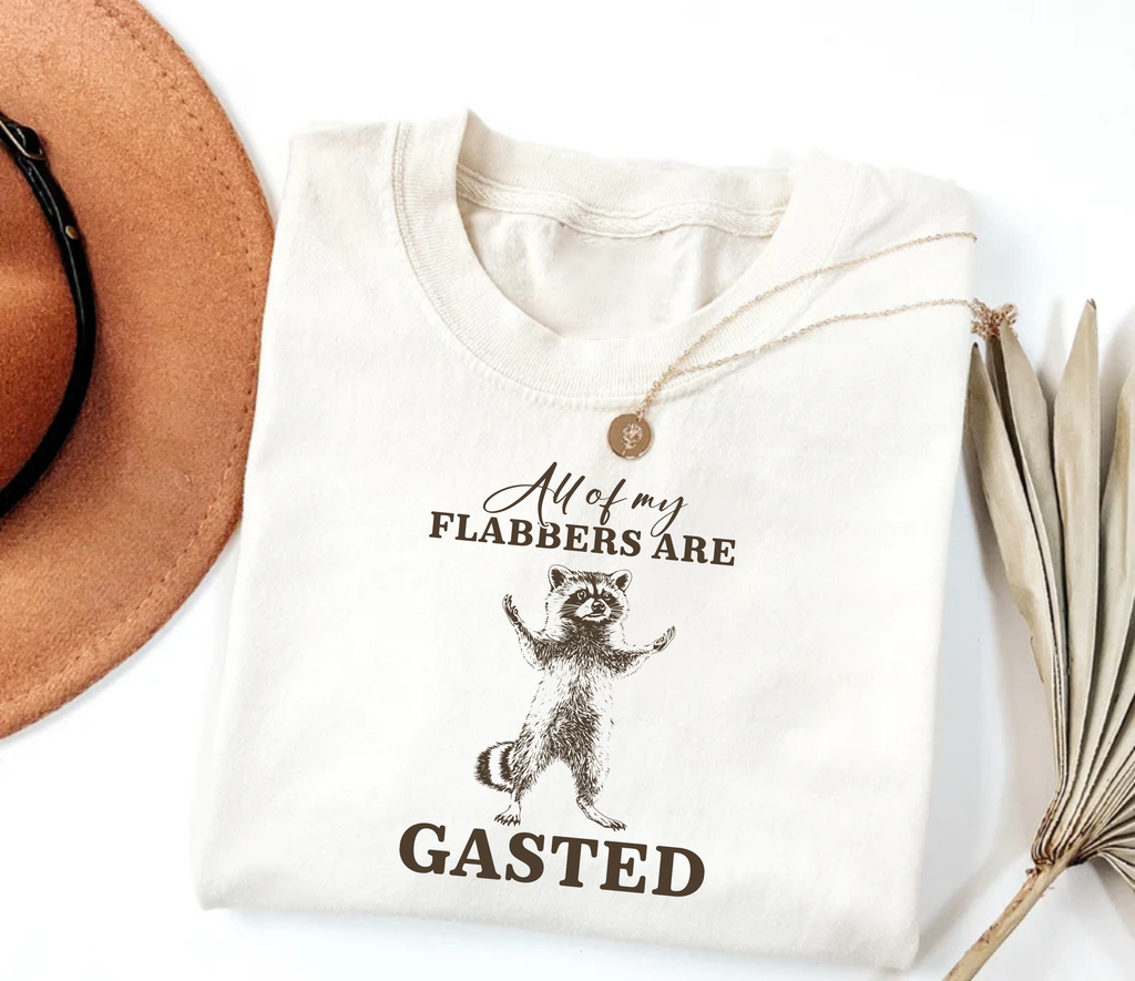 All of My Flabbers Are Gasted Short Sleeve T-Shirt, Funny Raccoon Shirt