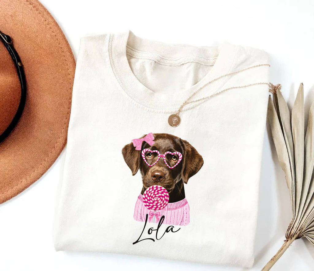 Personalized Dog Valentine Short Sleeve T-Shirt, Dog Owner Valentines Gift Shirt