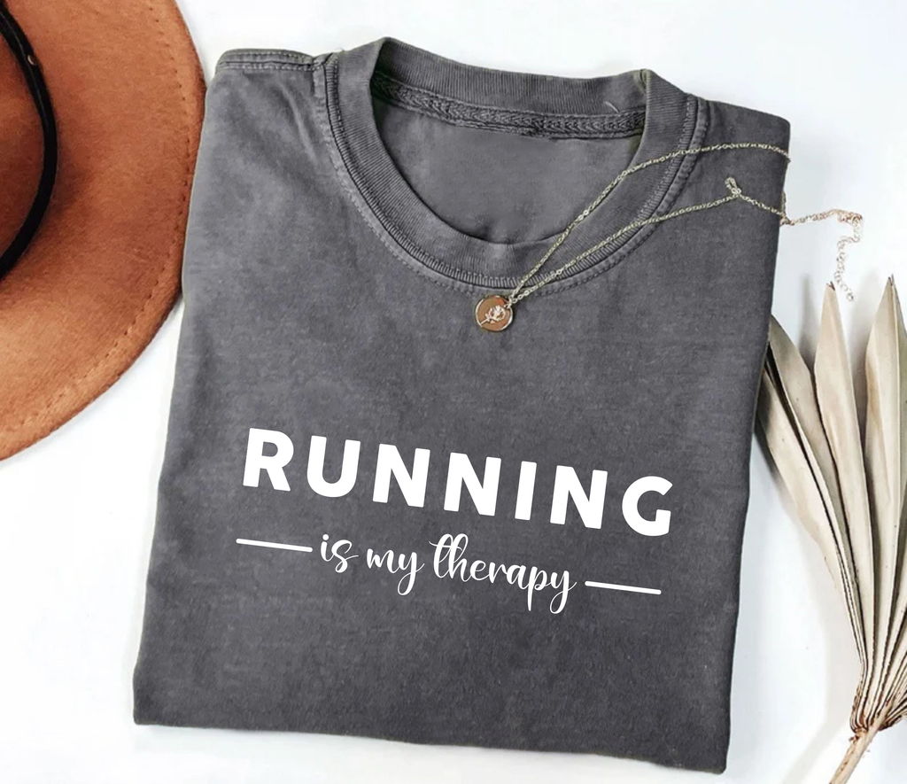 Running Is My Therapy Short Sleeve T-Shirt, Hiking Shirt