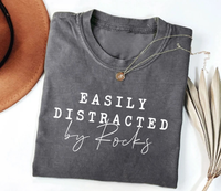 Easily Distracted By Rocks Short Sleeve T-Shirt, Funny Geologist T-Shirt