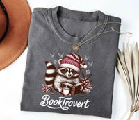 Booktrovert Short Sleeve T-Shirt, Book Lover Shirt, Funny Raccoon Shirt