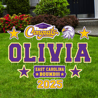 Personalized Graduation Yard Sign Letters 18", Custom Mascot College Bound Yard Cutouts, Graduate University Bound Yard Decor with Stakes