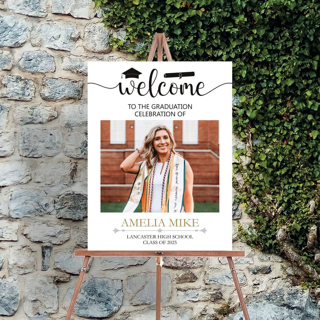 Custom Graduation Foamboard Poster Sign Photo, Personalized Class of 2025 Graduation Foamcore Welcome Sign, Graduate Celebration Sign Decor