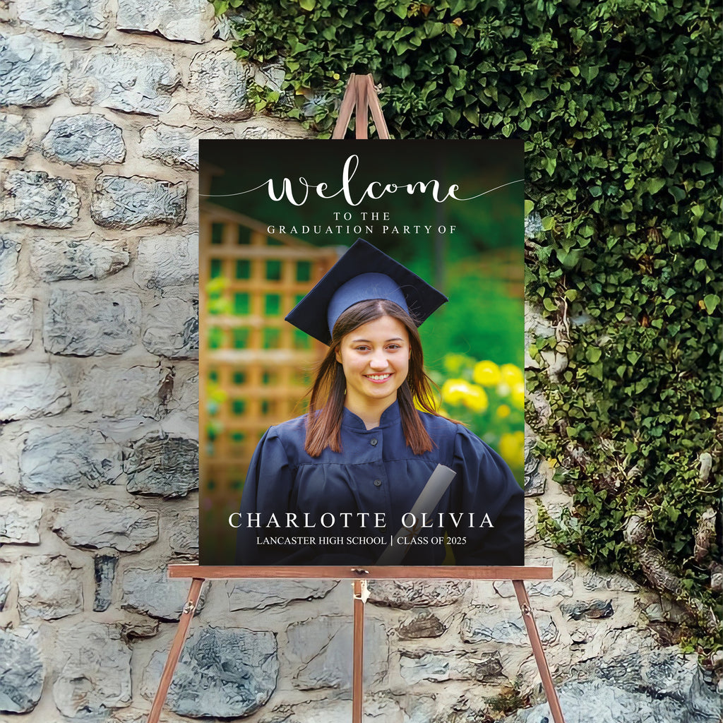 Custom Graduation Foamboard Poster Sign Photo, Personalized Class of 2025 Graduation Foam-core Welcome Sign, Graduate Celebration Sign Décor