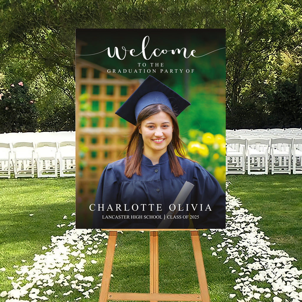 Custom Graduation Foamboard Poster Sign Photo, Personalized Class of 2025 Graduation Foam-core Welcome Sign, Graduate Celebration Sign Décor