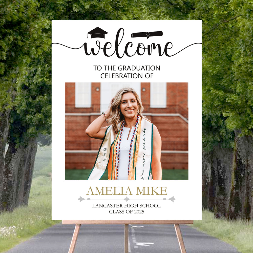 Custom Graduation Foamboard Poster Sign Photo, Personalized Class of 2025 Graduation Foamcore Welcome Sign, Graduate Celebration Sign Decor