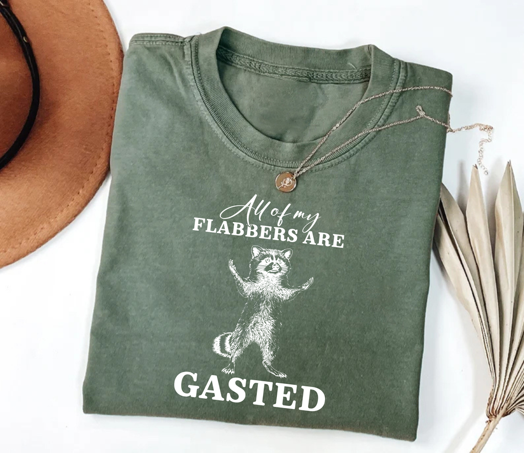 All of My Flabbers Are Gasted Short Sleeve T-Shirt, Funny Raccoon Shirt