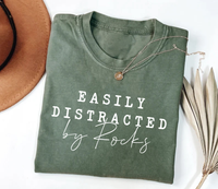 Easily Distracted By Rocks Short Sleeve T-Shirt, Funny Geologist T-Shirt