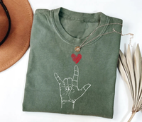 Valentine's Day I Love You ASL Short Sleeve T-Shirt, Heart Hand Sign Shirt