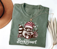 Booktrovert Short Sleeve T-Shirt, Book Lover Shirt, Funny Raccoon Shirt