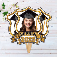 Custom Face Fans With Wooden Handle, Graduation Head, Grad Face Fans, Class of 2025 Head Fans, Graduation Faces on a Stick