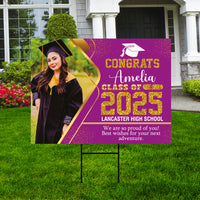 Personalized Graduation Yard Sign 2025 with Photo - Grad Sign, Class of 2025, Custom Graduation 2025 Yard Sign with Metal H-Stake