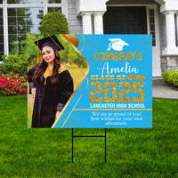 Personalized Graduation Yard Sign 2025 with Photo - Grad Sign, Class of 2025, Custom Graduation 2025 Yard Sign with Metal H-Stake