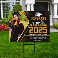 Personalized Graduation Yard Sign 2025 with Photo - Grad Sign, Class of 2025, Custom Graduation 2025 Yard Sign with Metal H-Stake