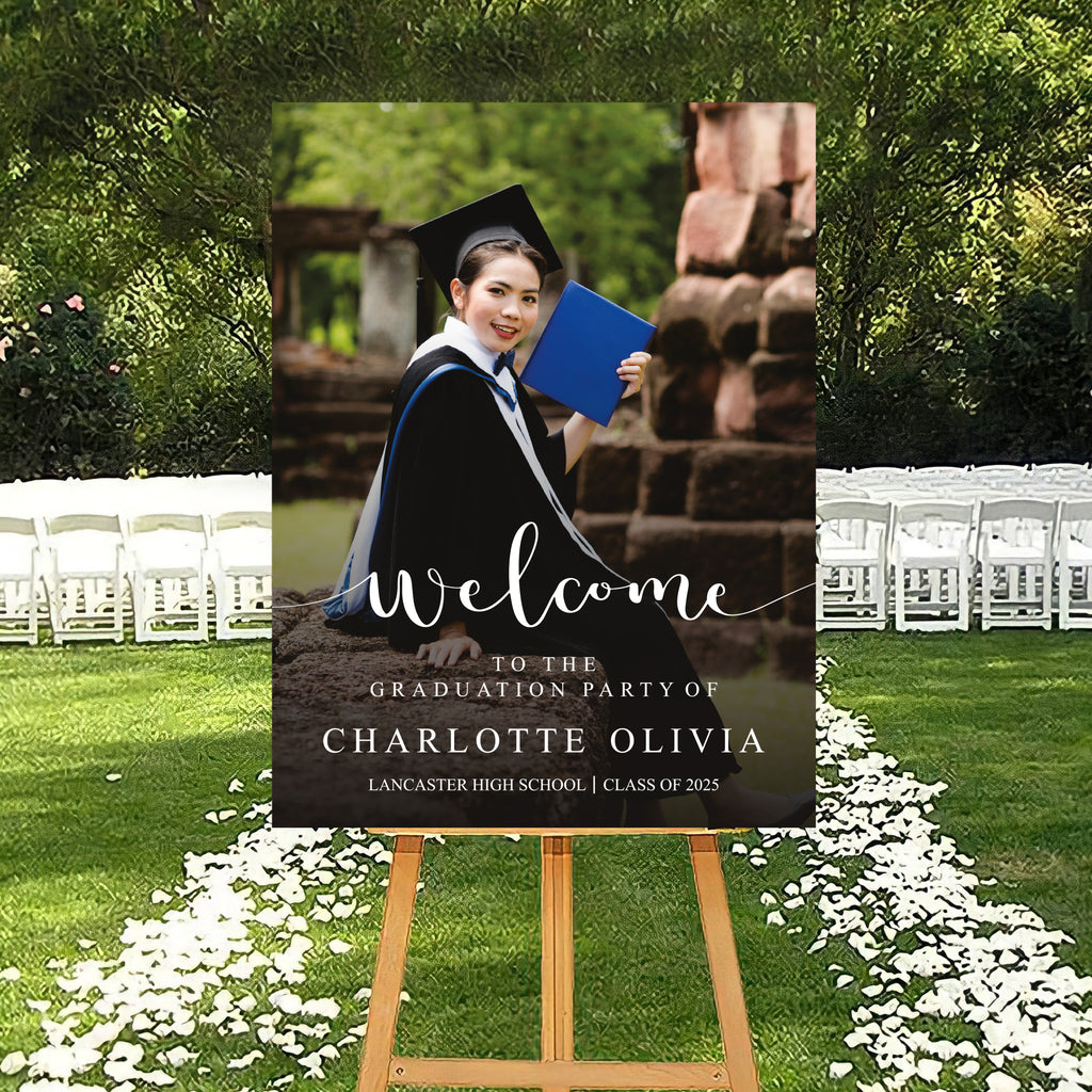 Custom Graduation Foamboard Poster Sign Photo, Personalized Class of 2025 Graduation Foamcore Welcome Sign, Graduate Celebration Sign Decor