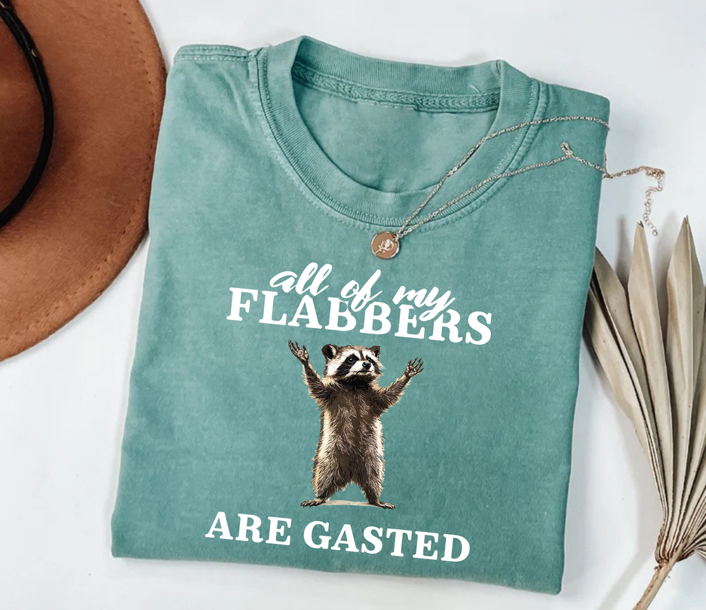 All of My Flabbers Are Gasted Short Sleeve T-Shirt, Funny Raccoon Shirt