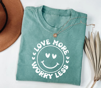 Valentine's Day Love Short Sleeve T-Shirt, Love More Worry Less Shirt