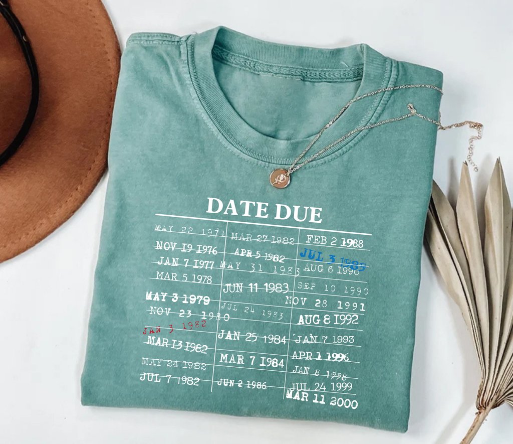 Library Card Due Date Short Sleeve T-Shirt, Library Card Shirt, Book Lover Shirt