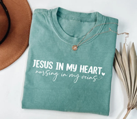 Jesus In My Heart Nursing In My Veins Short Sleeve T-Shirt, Jesus Nurse Shirt