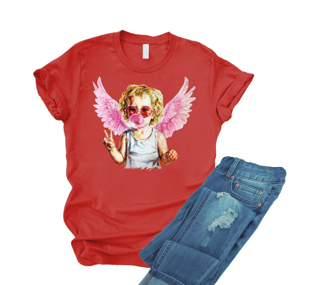 Blowing Bubble Cupid Short Sleeve T-Shirt, Valentine's Day T-Shirt