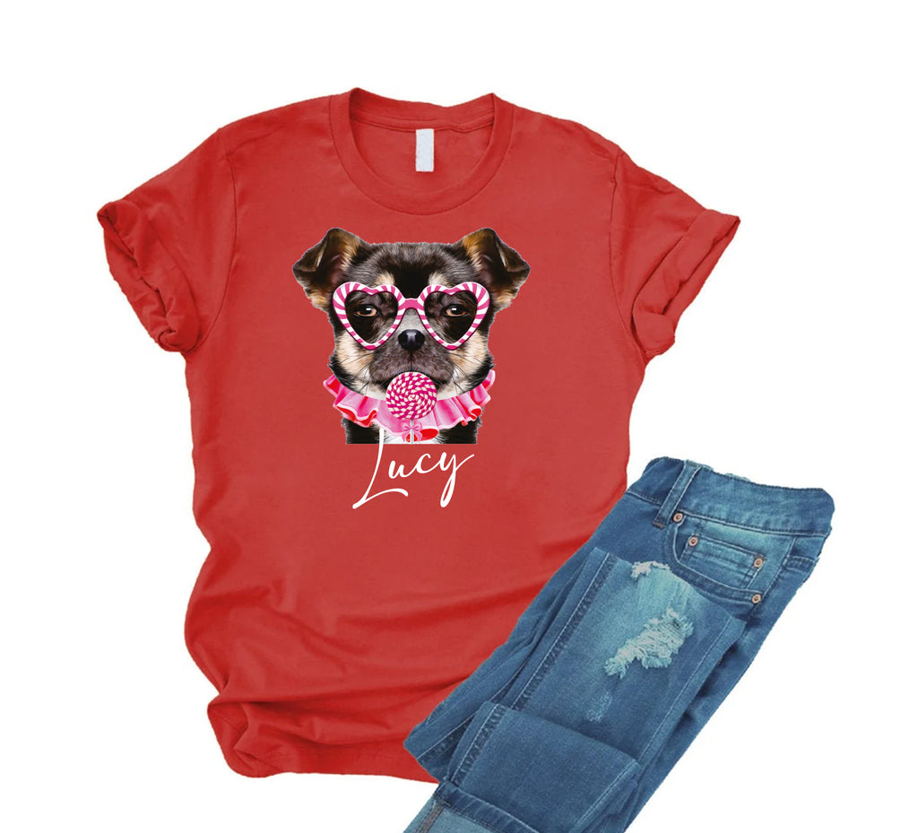 Personalized Dog Valentine Short Sleeve T-Shirt, Dog Owner Valentines Gift Shirt