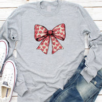 Coquette Valentine's Day Heart Bow Long Sleeve Shirt, Valentine's Day Shirt