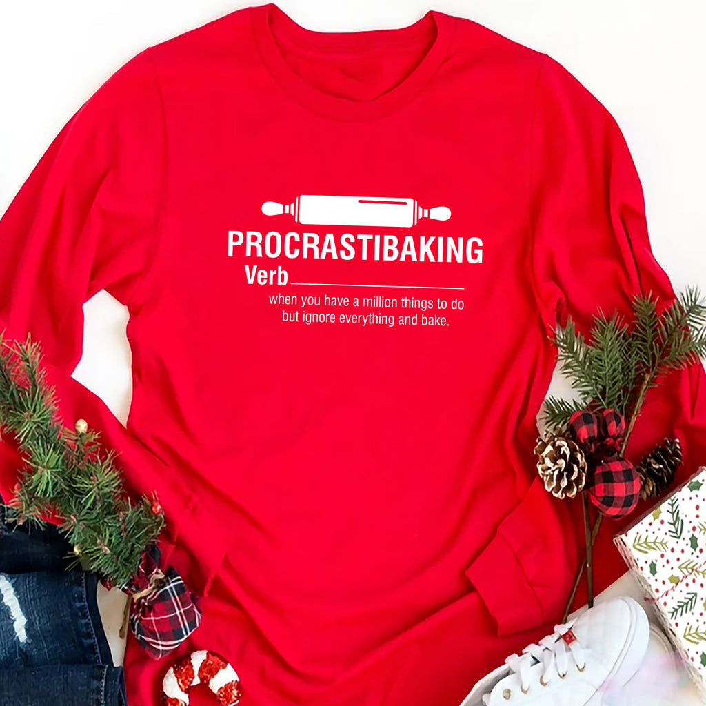 Procrastibaking  Long Sleeve Shirt, Funny Baking Shirt