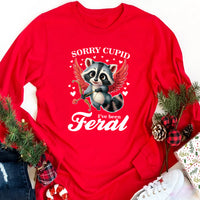 Sorry Cupid I've Been Feral Long Sleeve Shirt, Raccoon Valentine Long Sleeve Shirt