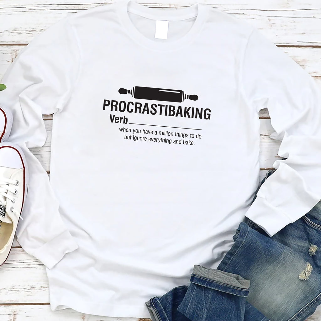 Procrastibaking  Long Sleeve Shirt, Funny Baking Shirt