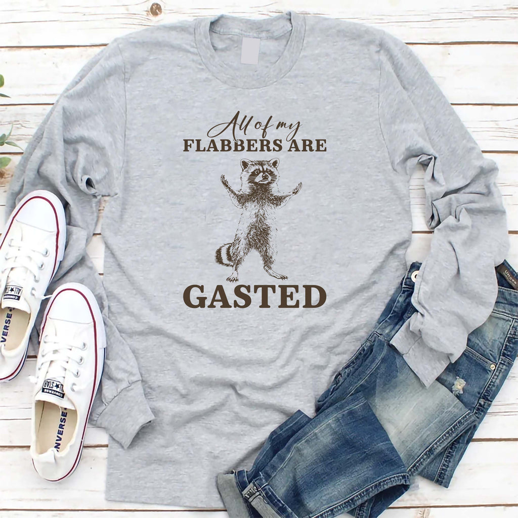 All of My Flabbers Are Gasted Long Sleeve Shirt, Funny Raccoon Shirt