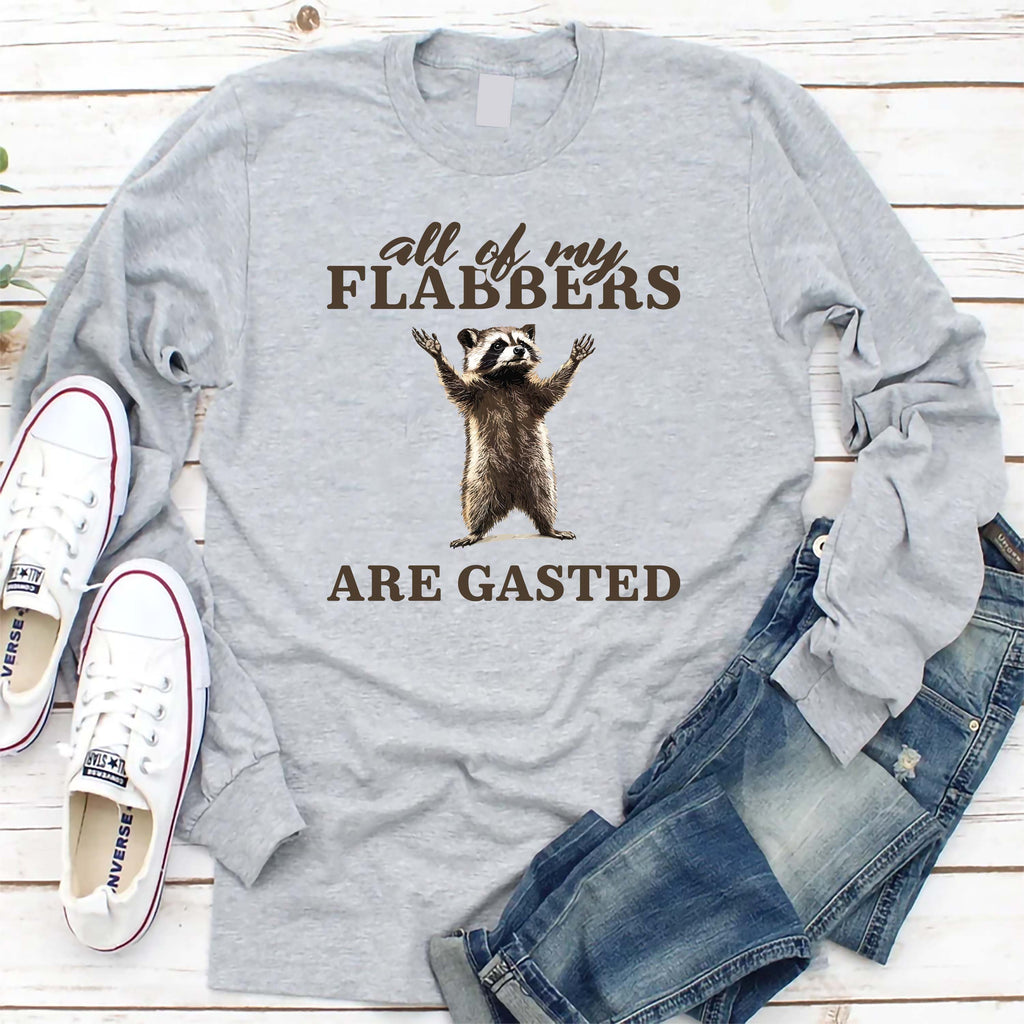 All of My Flabbers Are Gasted Long Sleeve Shirt, Funny Raccoon Shirt