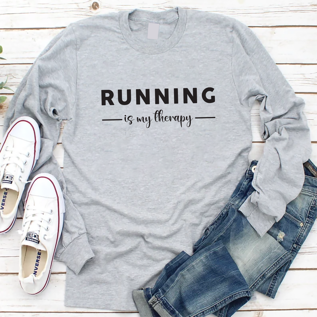 Running Is My Therapy Long Sleeve Shirt, Hiking Shirt