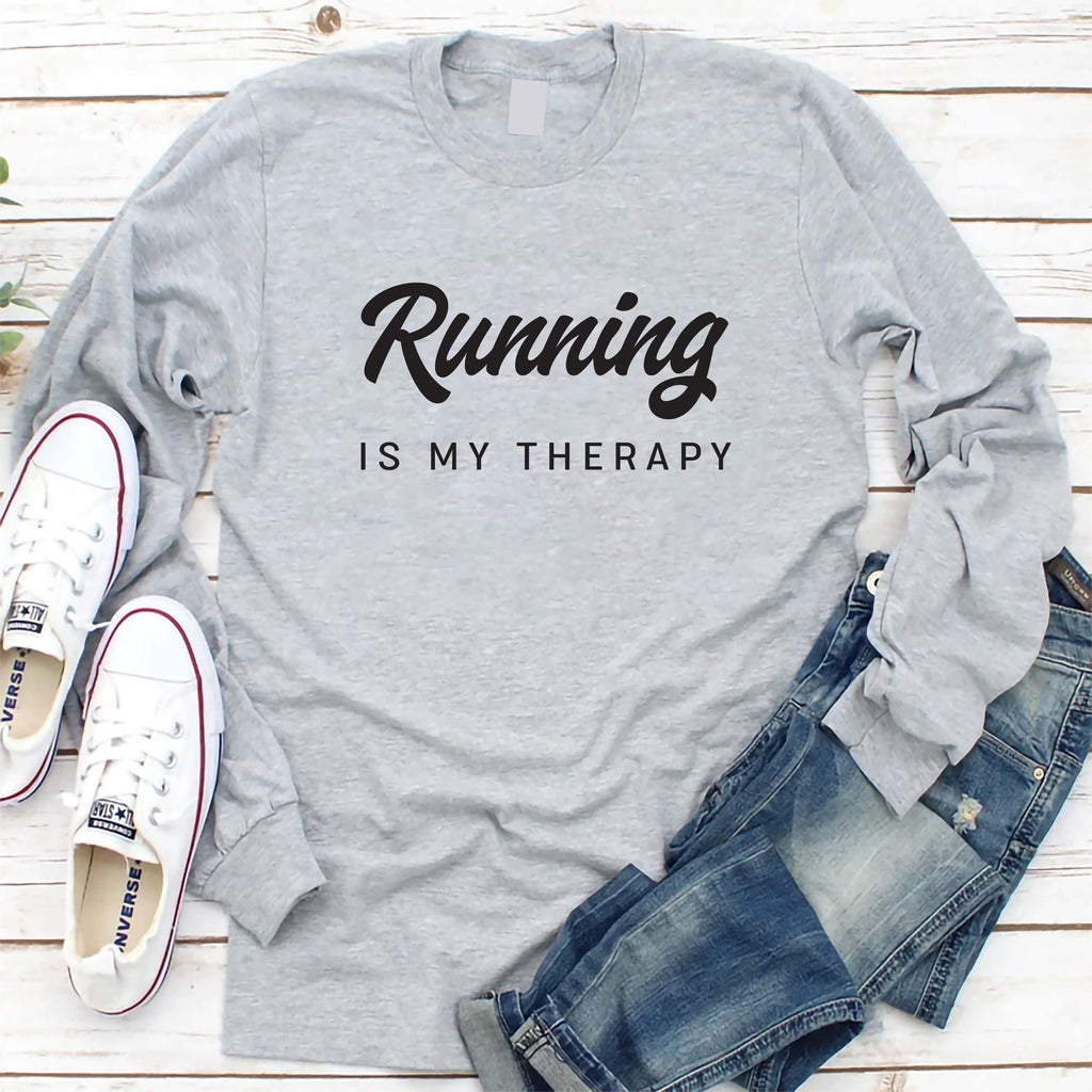 Running Is My Therapy Long Sleeve Shirt, Hiking Shirt